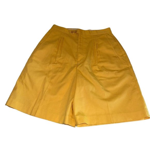 Vintage Gator Of Florida Womens Pleated Front Shorts Sz 14 Yellow - Picture 1 of 7